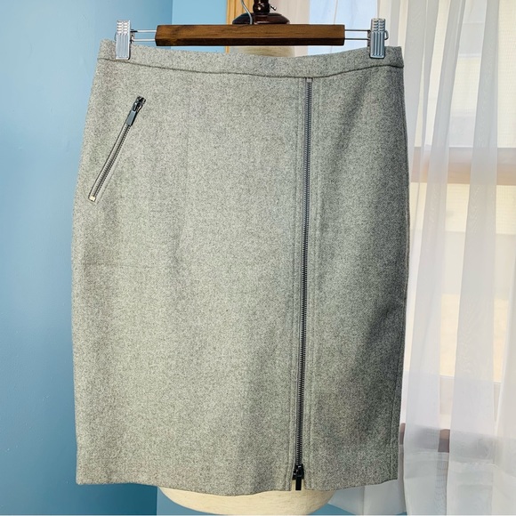 J. Crew Light Grey Wool Pencil Skirt with Zippers - Picture 1 of 8